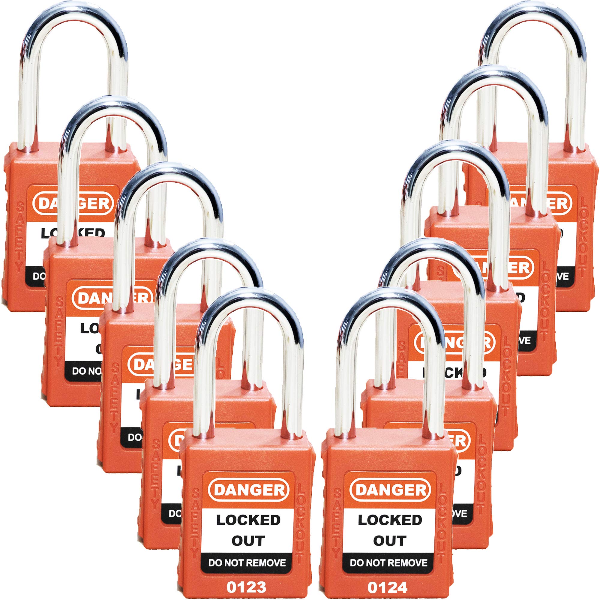 Buy TSafe Lockout Tagout Locks 10 Pack, Bulk Serialized, Keyed