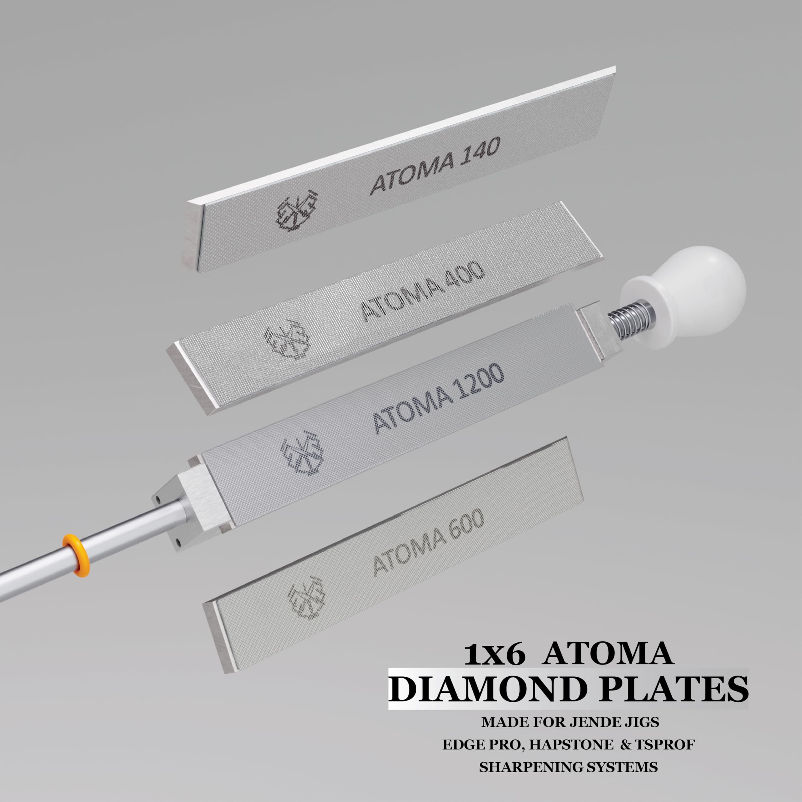 1x6 Atoma Diamond 140, Finest Atoma Grit, zaawansowana technologia diamentowa, aluminium o grubości 3 mm, kompatybilny z dowolnym standardowym JIGS do noży, Edge Pro, Hapstone i TSProf uchwyt na