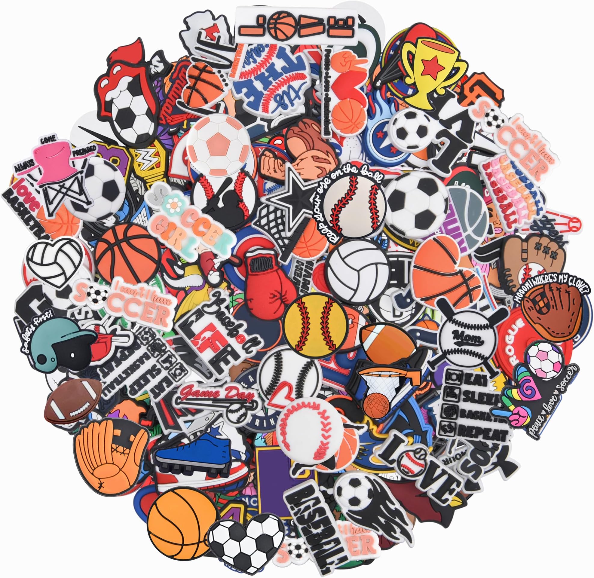 Lot of 30,50,100 pcs Random Sports Ball Shoe Charms Kids Boys Girls Shoe Decoration for Party Gifts