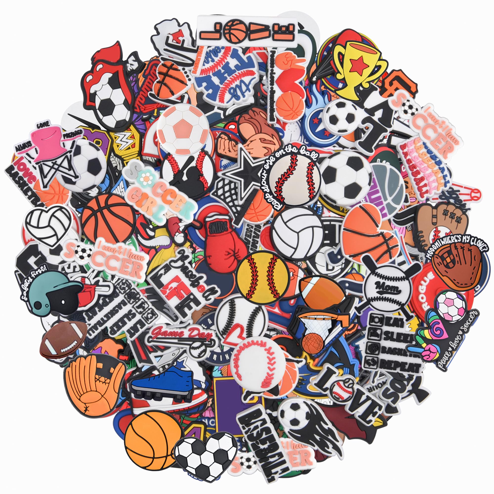 WSPXXLot of 30,50,100 pcs Random Sports Ball Shoe Charms Kids Boys Girls Shoe Decoration for Party Gifts