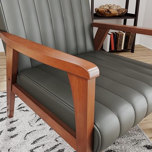 Miniatura 5 de Edenbrook Carlton - Silla decorativa de madera expuesta para sala de estar, madera real, moderna, acolchonada, gris