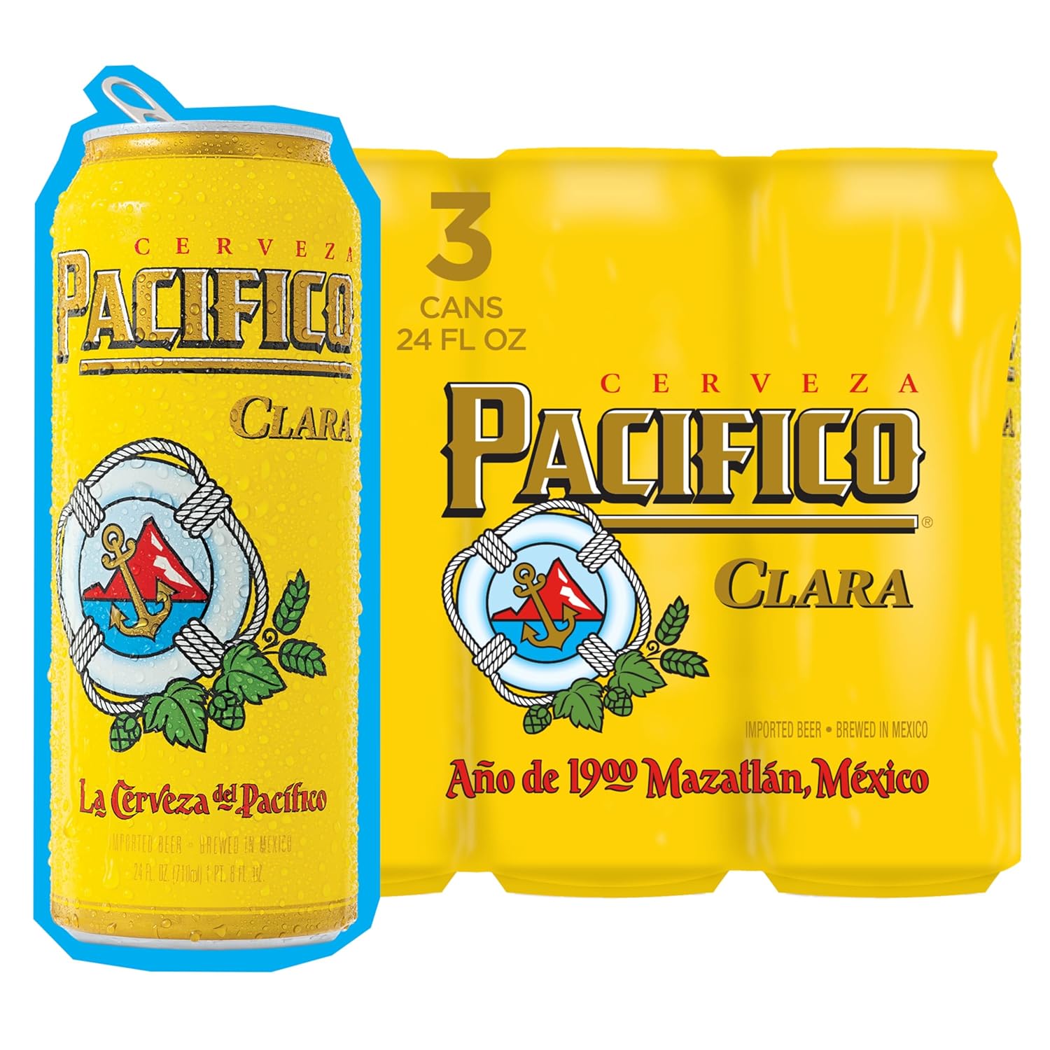Pacifico Clara Import Beer, 24 pk, 12 fl. oz. Cans, 4.4% ABV
