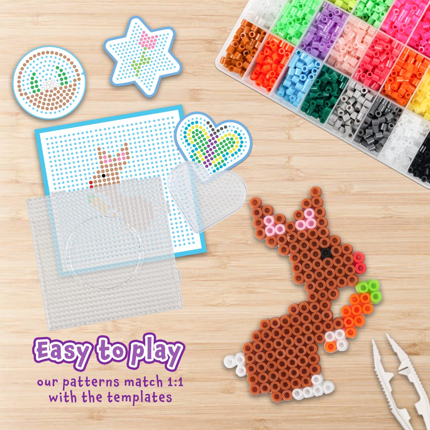 Kit De Cuentas Para Planchar La Manuli - 4500 Piezas, 24 Colores, 5 Plantillas, Para Decoración Navideña Y Manualidades DIY Para Niños