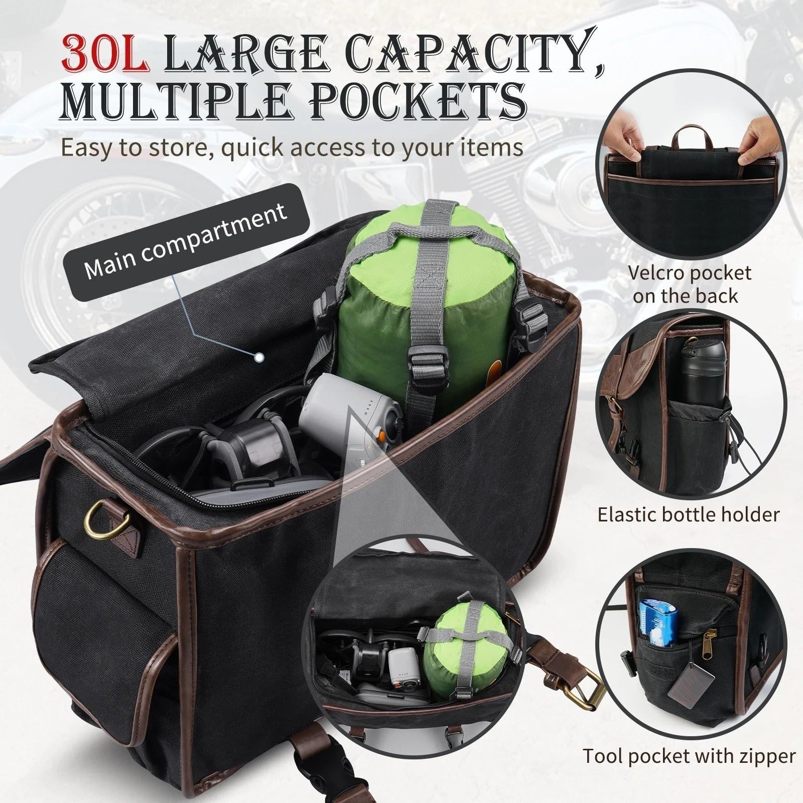 Borsa Laterale Sella Moto 30 Litri Per V-star 2013-2024