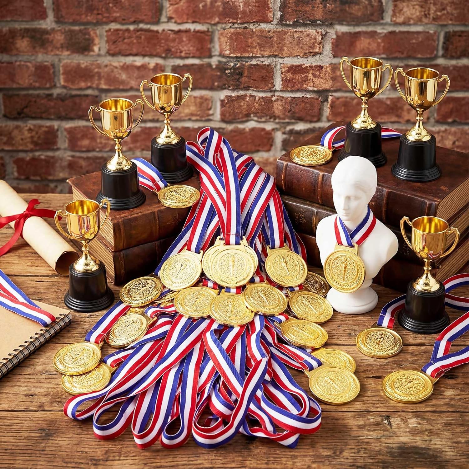 Quelay Gold Award Medals 2 Inch 1st Place Metal Winner Award Medals with Neck Ribbons Prizes for Participation Competitions for Soccer Baseball Basketball Golf