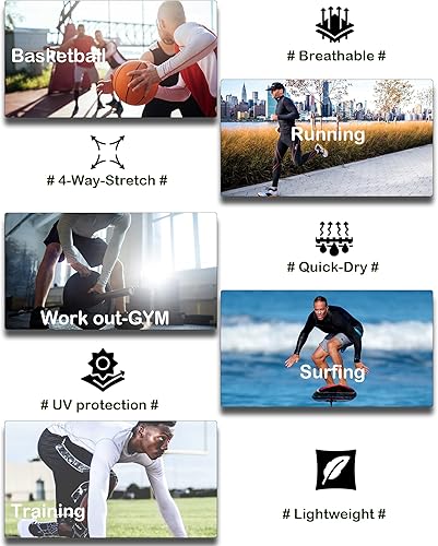 Miniatura 6 de Paquete de 5 o 4 camisetas de compresión para hombre, manga larga, atlética, capa base, camiseta interior para entrenamiento