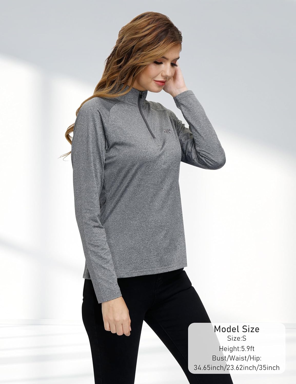 Womens 1/4 Zip Golf Shirt Long Sleeve Lightweight Golf Pullover Outdoor Athletic Tennis Polo Shirts - Image 6