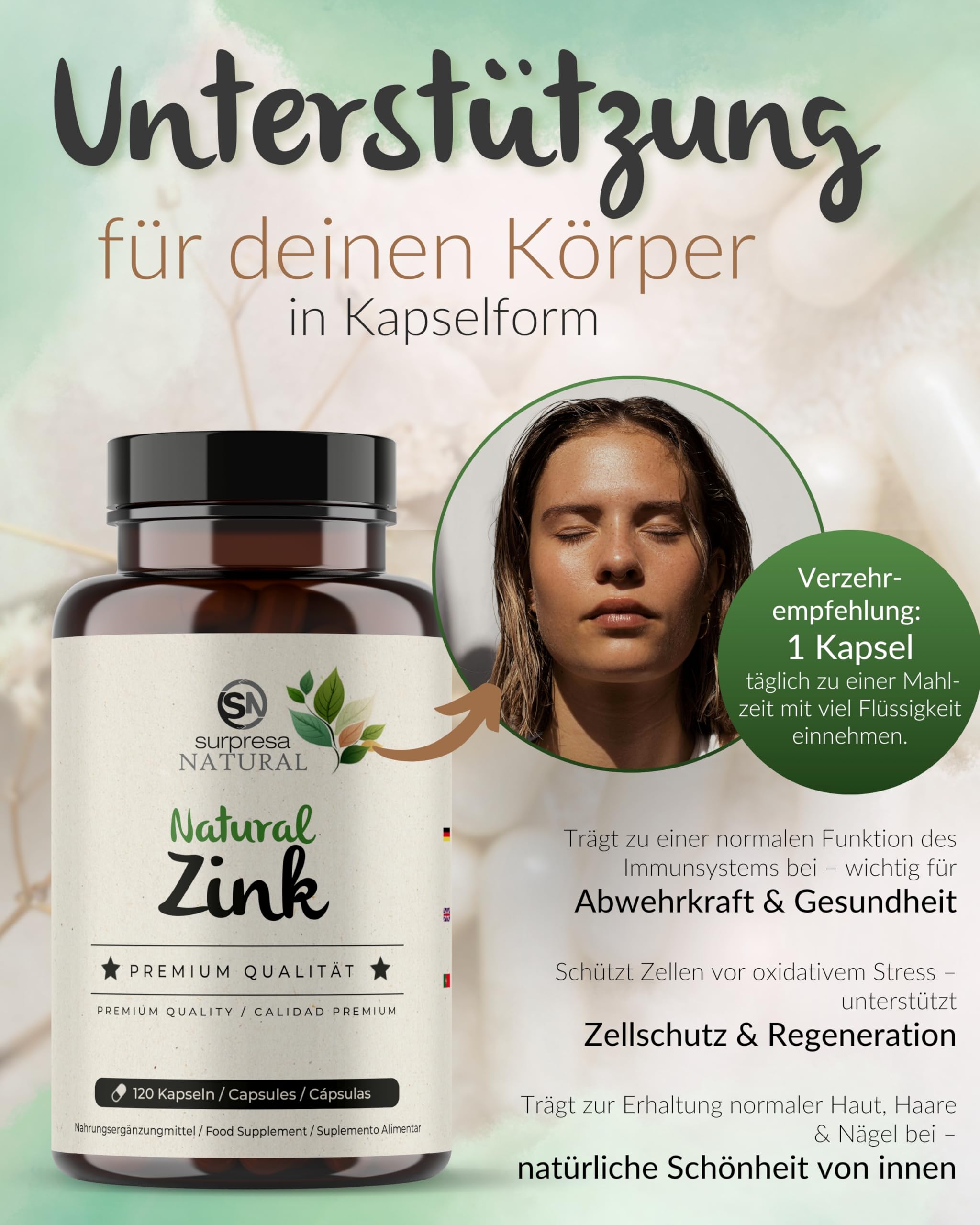Zink-Kapseln I 3 x 120 Stück I Hochwertiges Zinc-Supplement mit 25mg natürlichem Zink aus 250mg Buchweizen-Extrakt I Vorrat für 12 Monate I 100% vegan, glutenfrei & natürlich