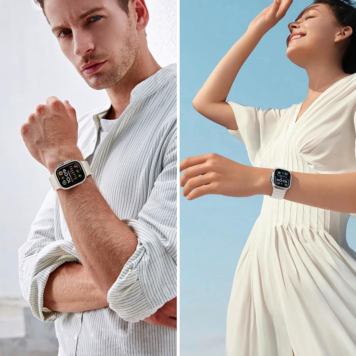 Magnetic Bands Compatible with Apple Watch Band 49/46/45/44/42/41/40/38mm Men Women Silicone Sport Wristband for iWatch Ultra SE Series 11 10 9 8 7 6 5 4 3 (42/44/45/46/49, Starlight) - Image 7