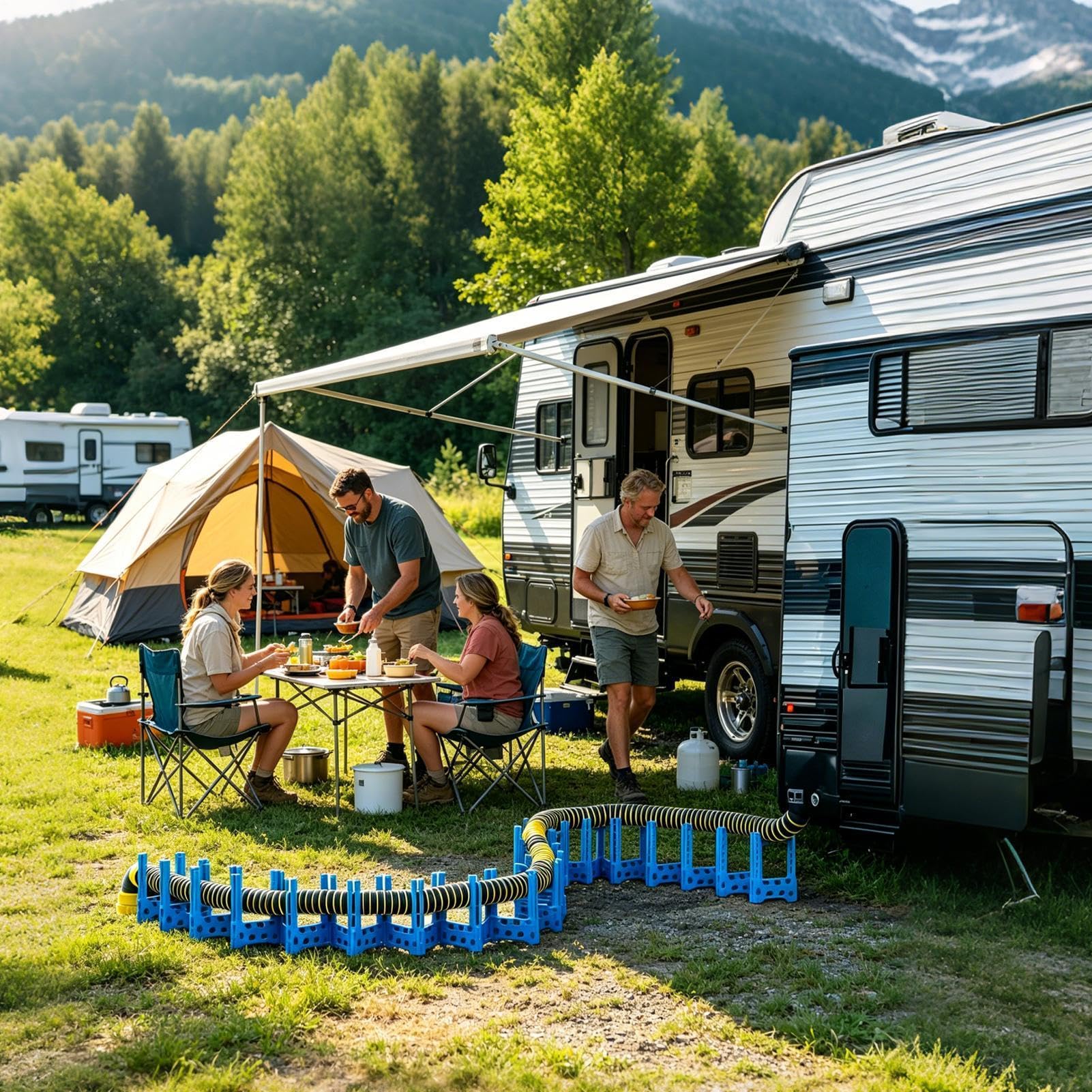 Soporte para manguera desagüe camper Soporte para desagüe | Soporte Reforzado Manguera Desagüe Para Autocaravana RV Camper Remolque Furgoneta Hogar Garaje Taller Exterior