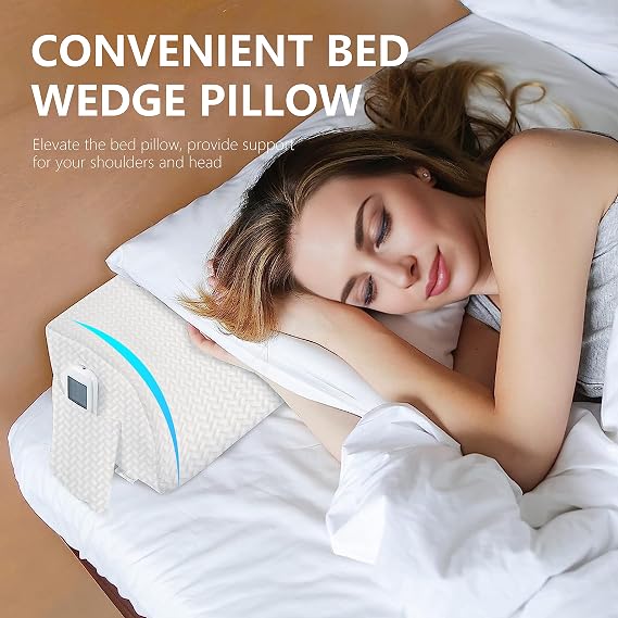 Queen Bed Wedge Pillow Stopper, Mattress Gap Filler Wedge Triangle Wedge Pillow for Headboard Gap, Side Pocket Position Adjustable White 60 x 10 x 6 Inches