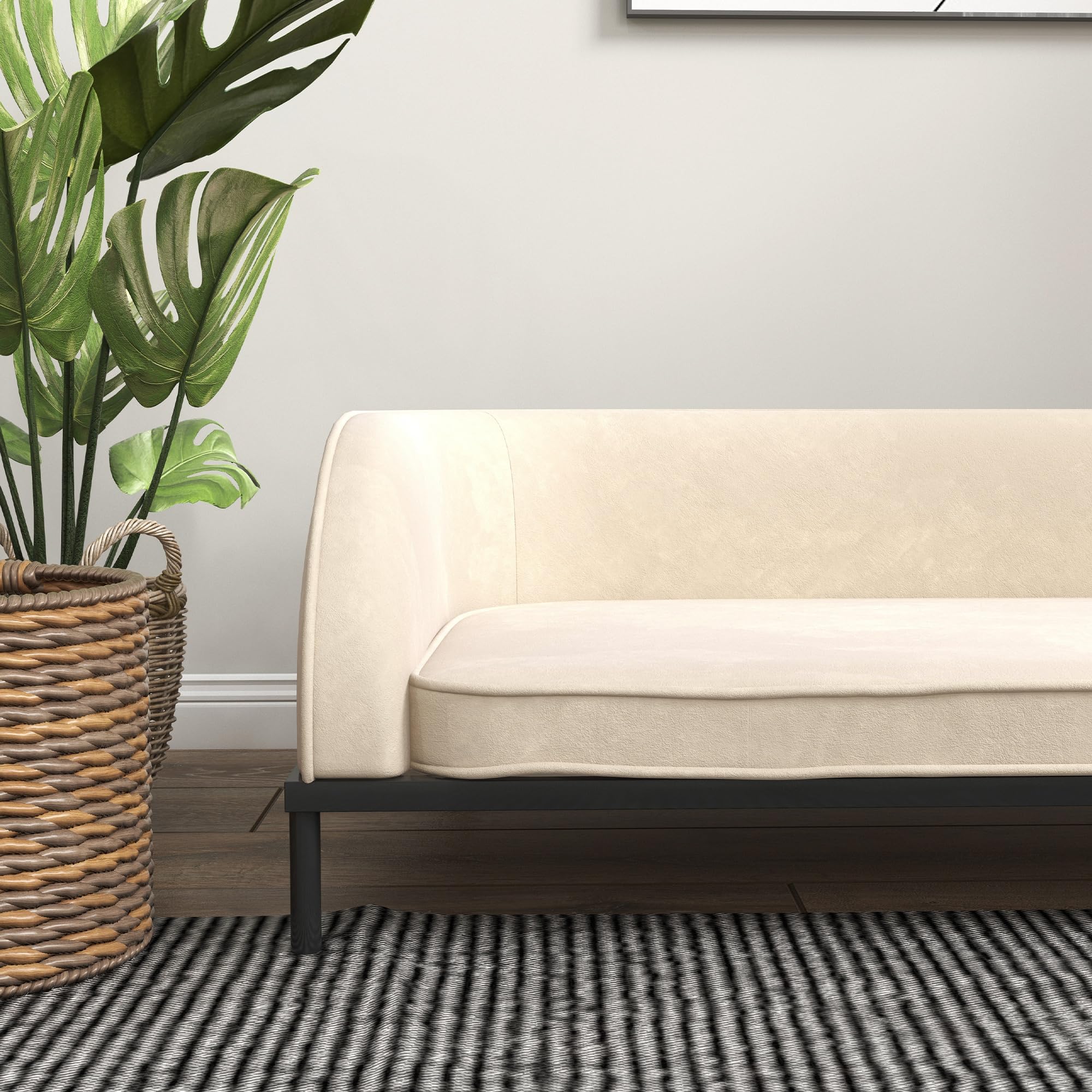 PawHut Canapé pour Chien lit surélevé pour Chien 101,5 x 62 x 34,5 cm Coussin déhoussable Pieds en Acier Surface en Velours lit pour Chien Blanc crème Noir