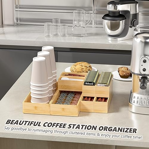 Miniatura 8 de Bandeja organizadora de cajones de cocina, organizador de cajones profundos de bambú apilable para cubiertos grandes, utensilios, cubiertos, cajones