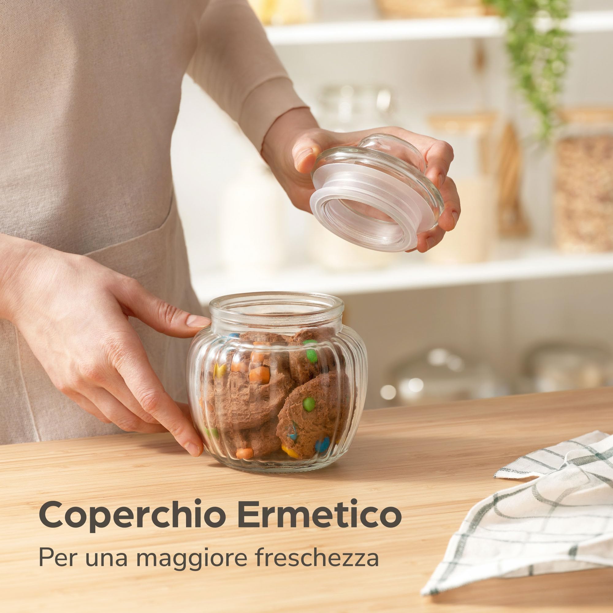 Star-Line -Set di barattoli in vetro a chiusura ermetica, capacità: 500 ml, contenitore per caramelle, ingredienti, spezie, 6 pezzi