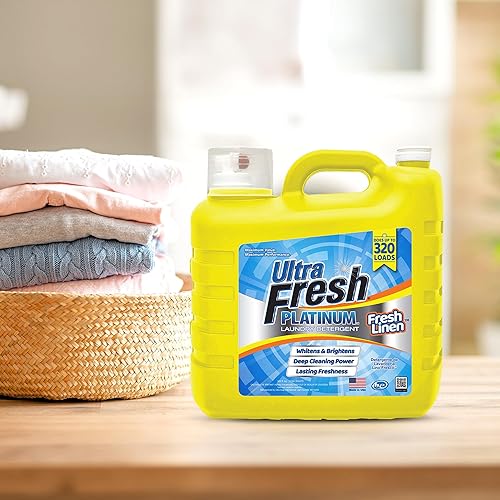 Vista 13 de Ultra Fresh Platinum Original Blue PLUS - Detergente líquido para ropa suavizante HE. Concentrado; hace hasta 640 cargas. Compara