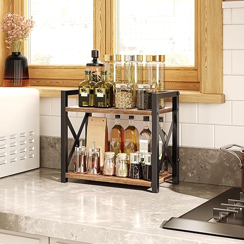 Miniatura 2 de Estante de especias de 2 niveles, organizador de estante de encimera, estante de almacenamiento de encimera, organizador de especias de cocina