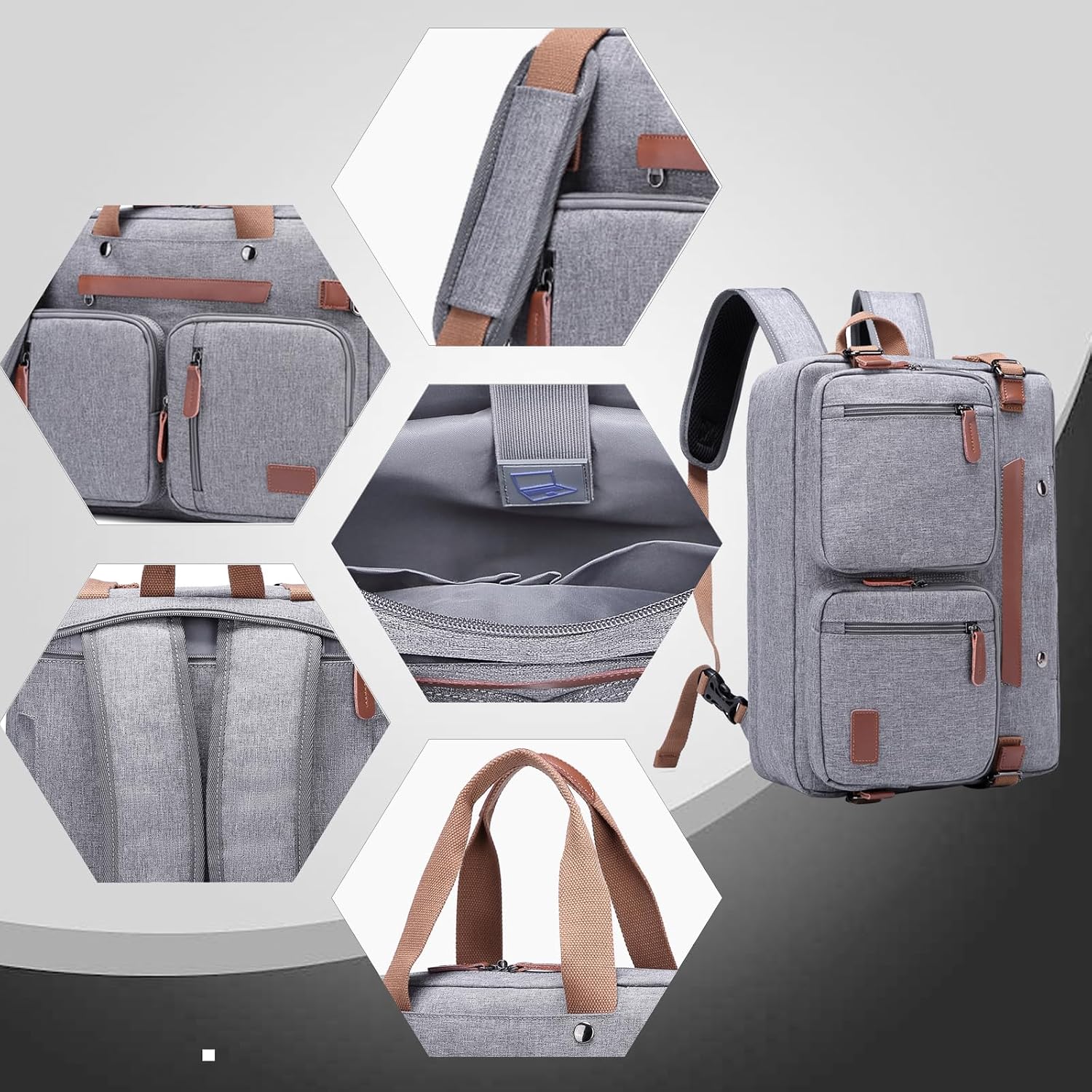 travel bag Smart business laptop backpack, single-shoulder cross-body dual-shoulder multi-functional backpack, suitable for 15.6-17-inch laptops, business travel leisure bag,grey