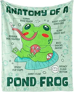 Frog Throw Blanket for Girls Boys - 40x50 Inches Crib Size - Soft Fluffy Cozy Blankets Gift - Sage Green Funny Blanket Throws for Travel, Office