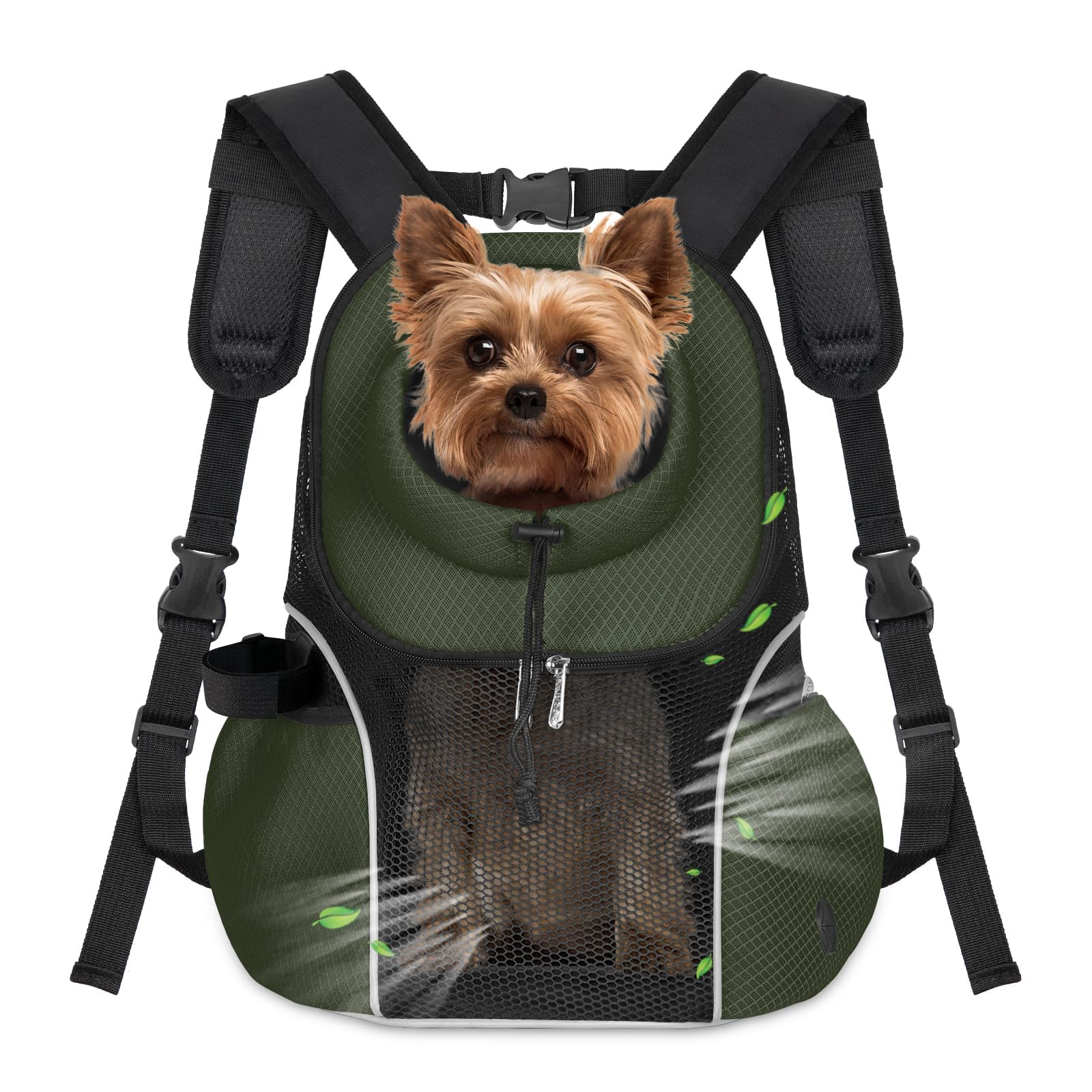 WOYYHO Pet Dog Carrier Backpack, Ventilated Mesh Small Dog Front Backpack | Breathable Puppy Back Pack, with Safety Belt, Storage Pockets, for Travel