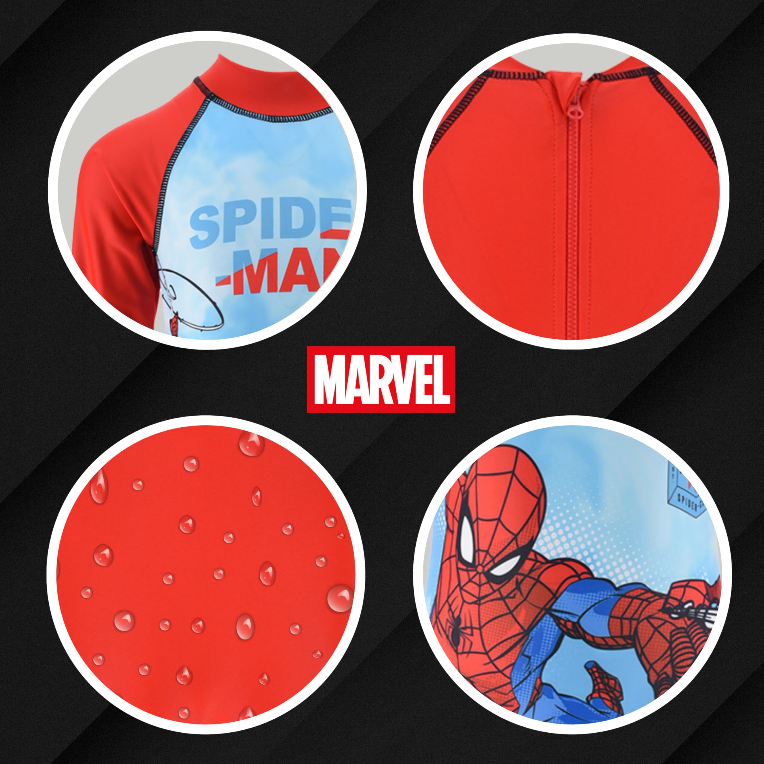 Marvel Spiderman Jungen Badeanzug, UV Schutz Badeanzug, Einteiliges Schwimmset, T-Shirt und Badehose, Größen 3 bis 8 Jahre