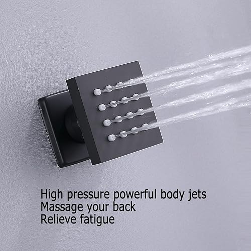 Miniatura 5 de RBROHANT Sistema de chorros de ducha negro mate con chorros de cuerpo y válvula de ducha de 3 funciones equilibrada de presión, juego de grifo de