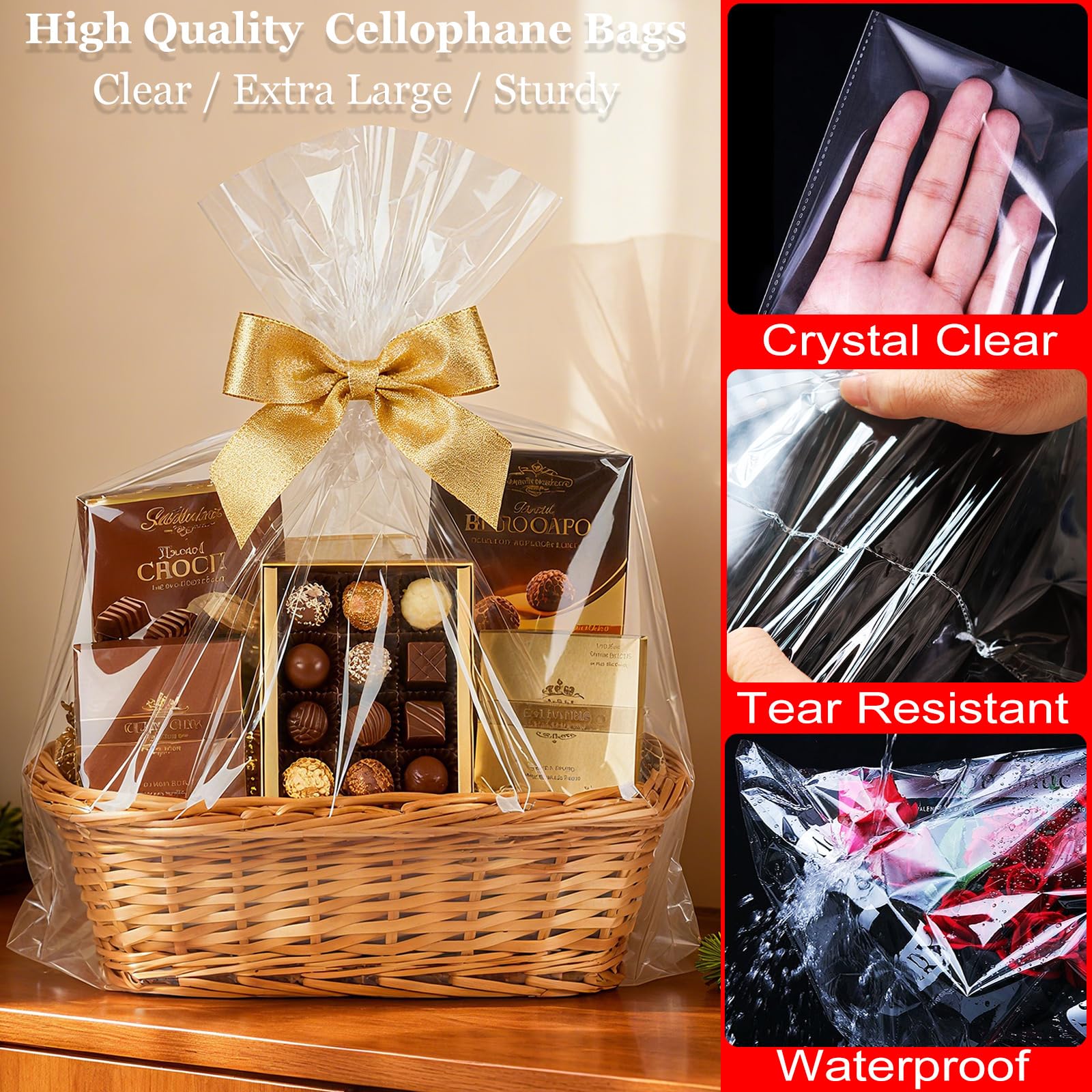 Amazon.com: SYOGUA Extra Large Clear Cellophane Bags, 5 Pack 40