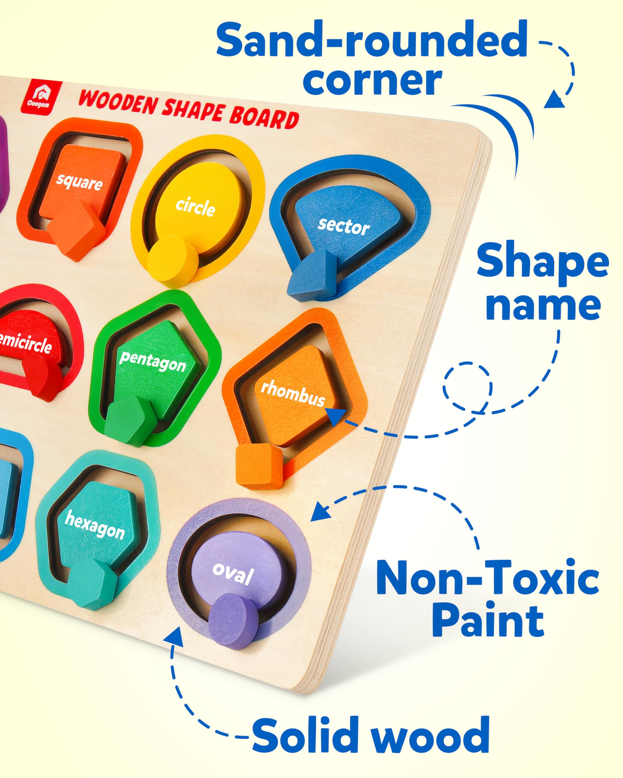Coogam Rompecabezas de madera con forma de color para niños pequeños, clasificar y apilar, actividades de juego a juego, juguetes educativos de aprendizaje de motricidad fina para niños de 3, 4, 5