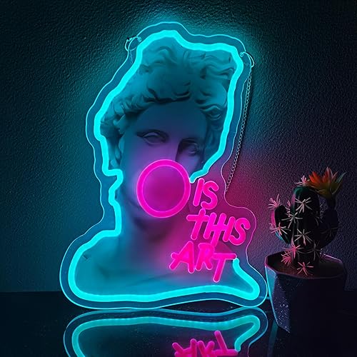 Letrero de neón con texto en inglés "Is This Art", innovador proceso de formación integral, con interruptor regulable para todas las fiestas