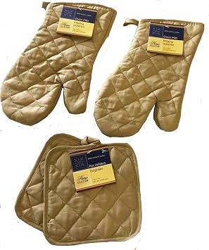 Kitchen Oven Mitt Pot Holder Set Kitchen Linens Oven Mitt Pot Holder Pack Tan/Taupe