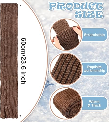 Miniatura 2 de Meanplan 5 piezas de calentadores de piernas acanalados, calcetines largos de punto para el muslo, calcetines de ganchillo Kawaii sin pies para