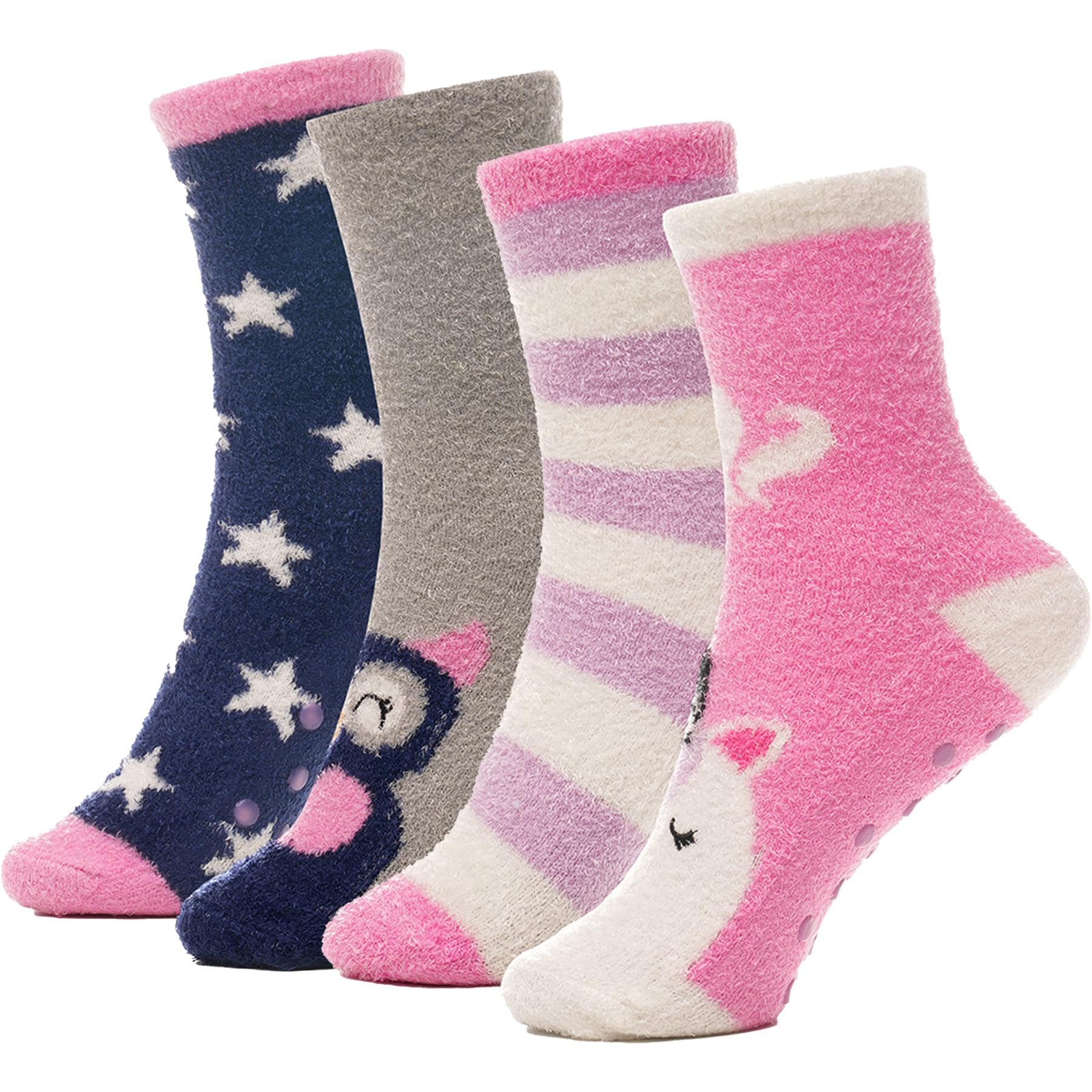 A2z 4 Kids Girls 4 Pack Socks Brushed Chenille Novelty Christmas Stylish - Socks Ks1278 3-6
