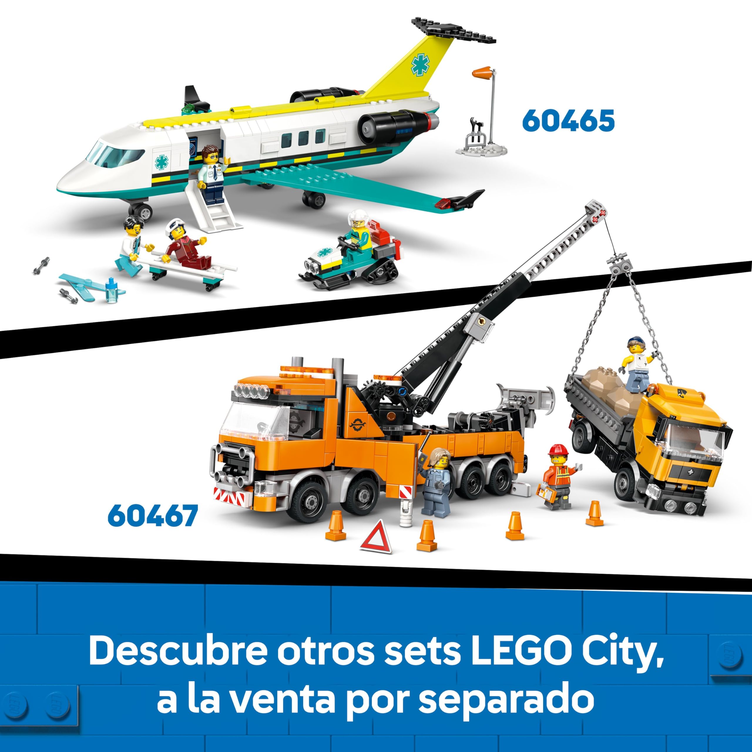 LEGO City Buldócer Amarillo - Vehículo de Obra de Juguete para Construir - 3 Minifiguras, Walkie-Talkie, Herramientas y Señales de Tráfico - Regalo de Cumpleaños para Niños de 8+ Años 60466
