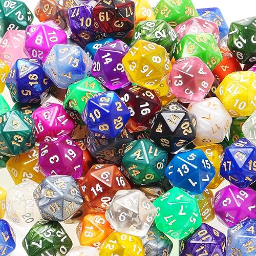 Skylety Juego de 200 dados poliédricos con 1 bolsa negra, 20 dados de colores a granel multicolor para juegos de mesa, reunión, juegos de rol,