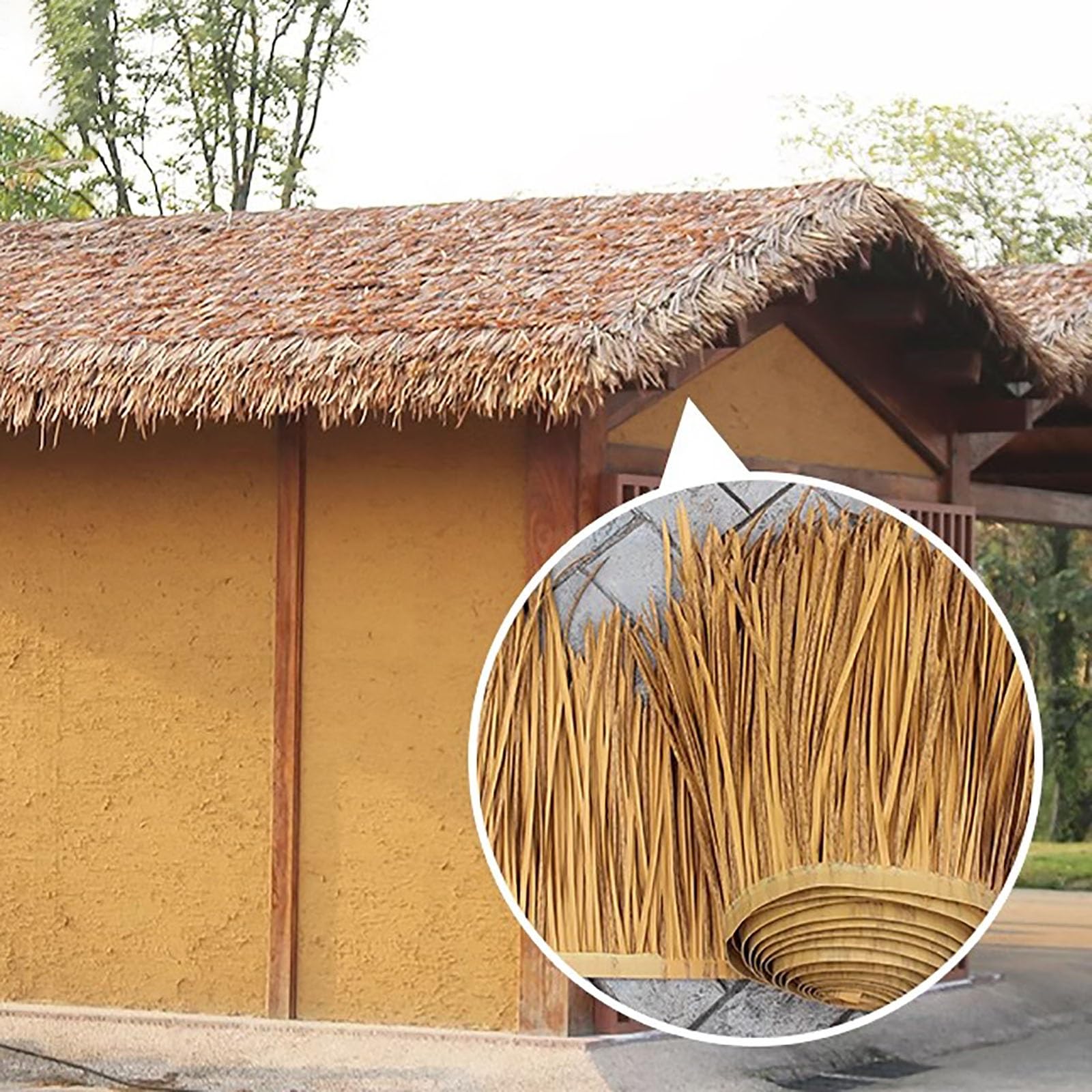 Sztuczna meksykańska strzecha trawa, rolka dachowa, 0,6 x 7 m, syntetyczna słomka, do baru, chaty, na imprezę, ogrodzenie ogrodowe, dekoracje tarasowe i rękodzieło DIY
