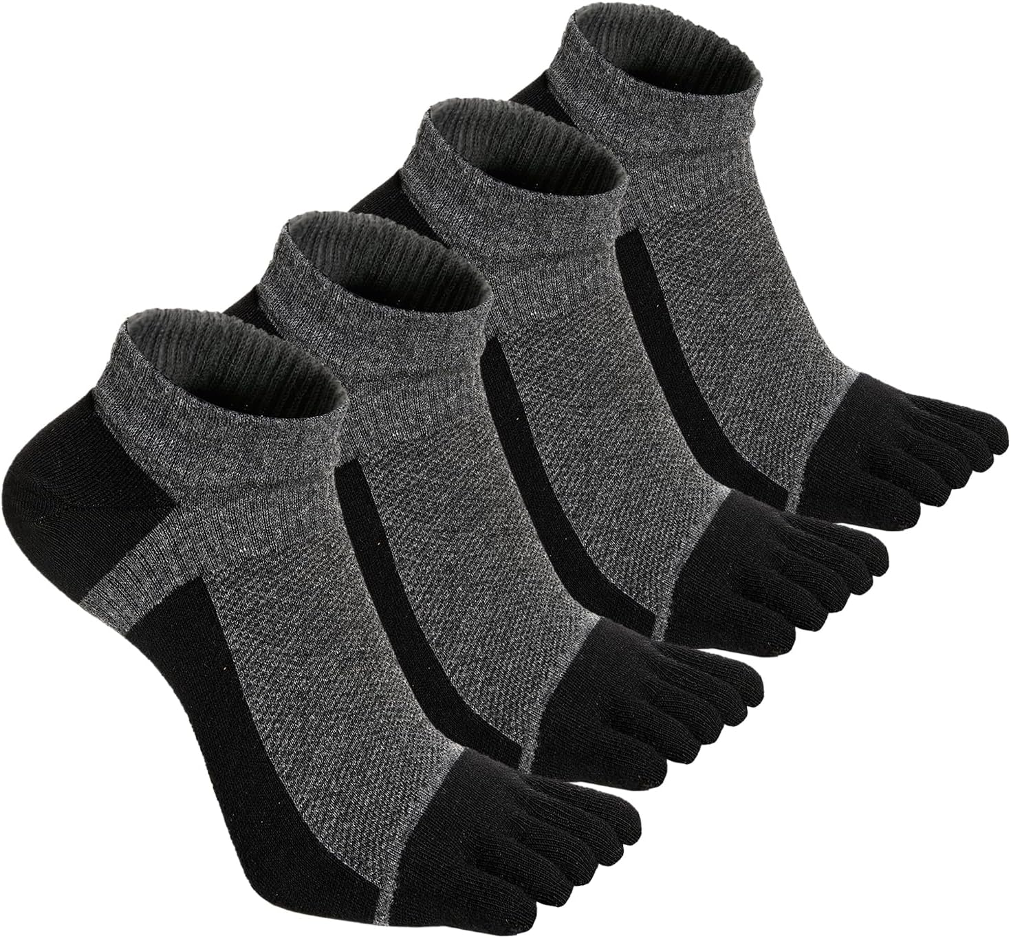Toe Socks for Men Women Ankle Cotton Five Fingers Socks Low Cut Athletic Running Socks 4 Pairs Size 8-11