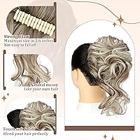 Vista 3 de Pinza de pinza para cabello desordenado, moño ondulado y rizado para cola de caballo, marrón claro y rubio decolorado