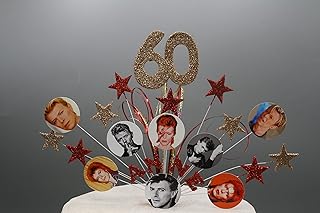 David Bowie Birthday Cake Topper Decoration Stars Hearts on Wires Birthday Glitter or Non Glitter Cake Spray 16th 18th 21st 30th 40th 50th 60th 70th any age any colours 003