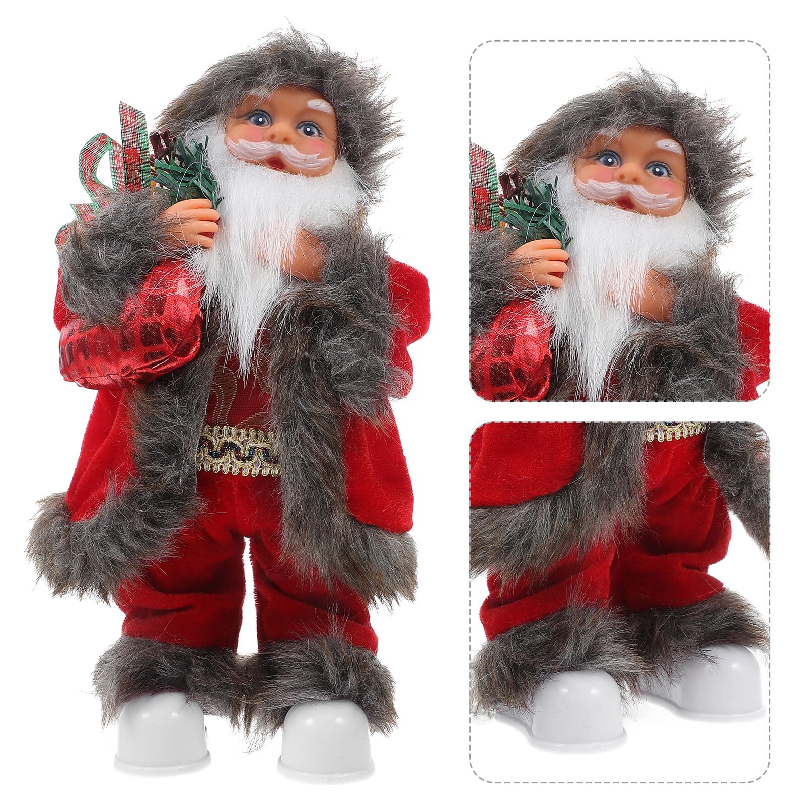 Figura de Papá Noel Eléctrico Navideño de Peluche Musical Decoración Navideña de Escritorio Luces Muñeco de Papá Noel de Pie para Adornos de Chimenea y Ventanas