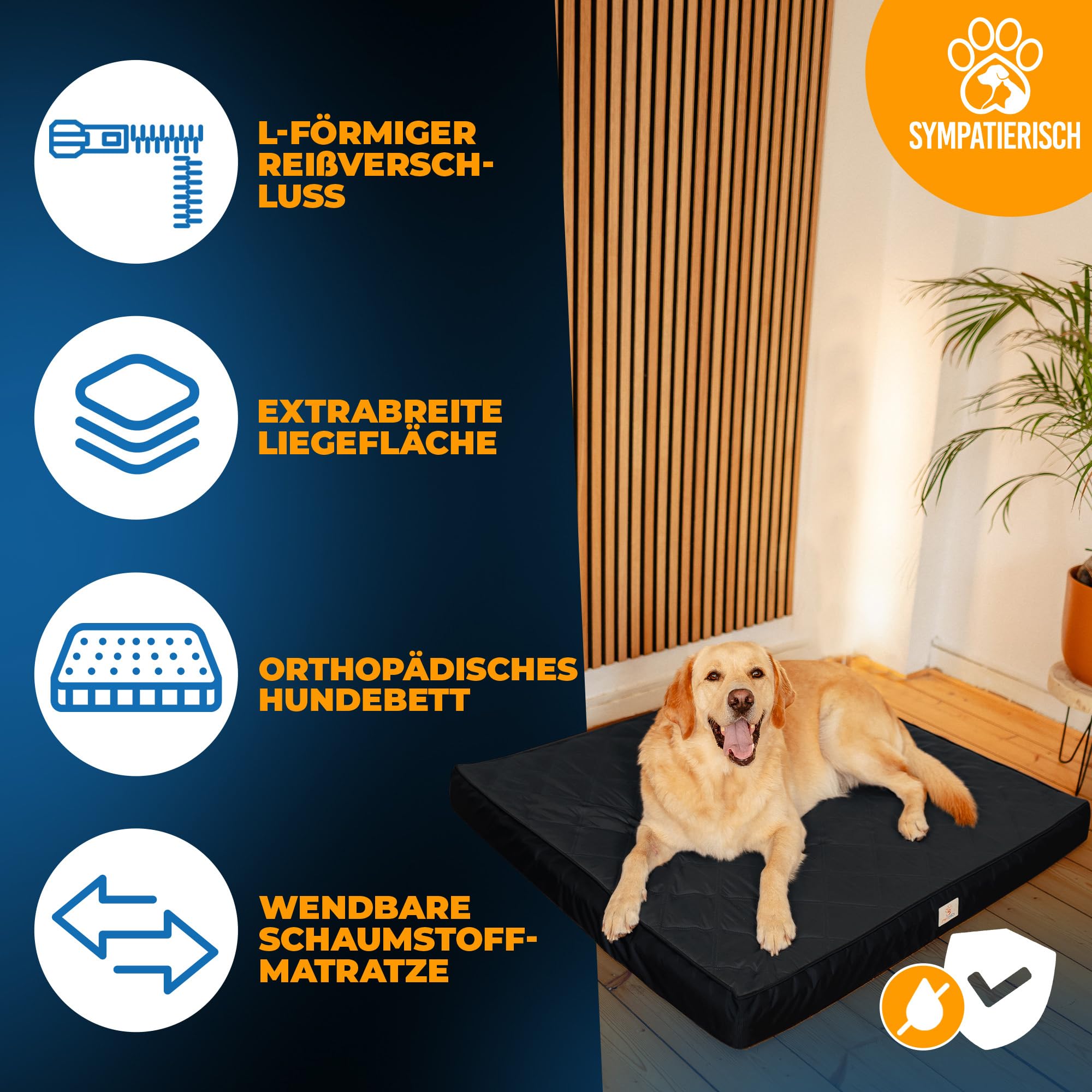 Cama ortopédica para perros resistente al agua – La nueva alfombra favorita para perros de tu nariz de pelo, cojín antideslizante para perros, cesta para perros, funda lavable | perros pequeños a