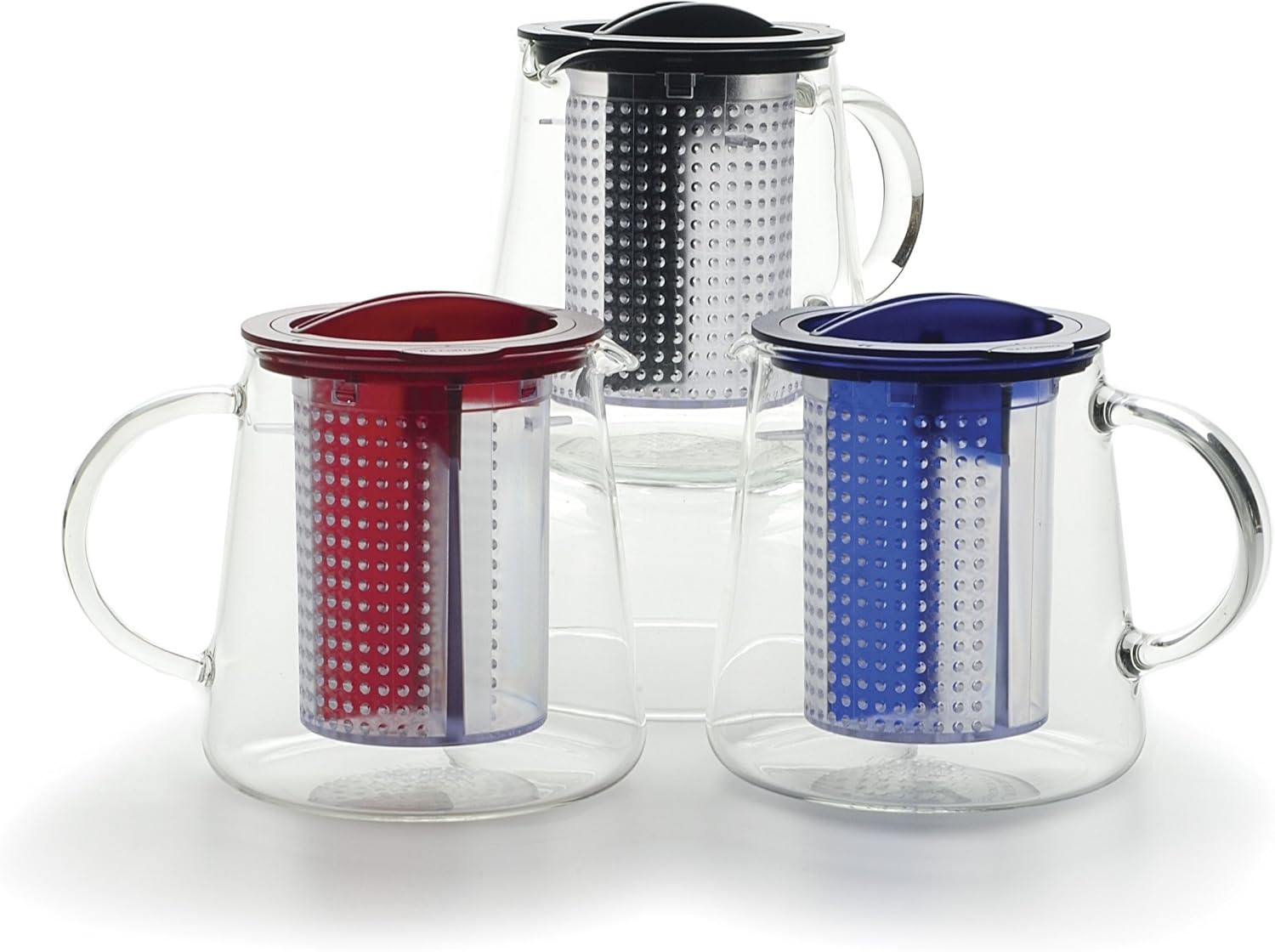 Blue Glass Tea Control Teapot with Brew Stop Infuser Teapots