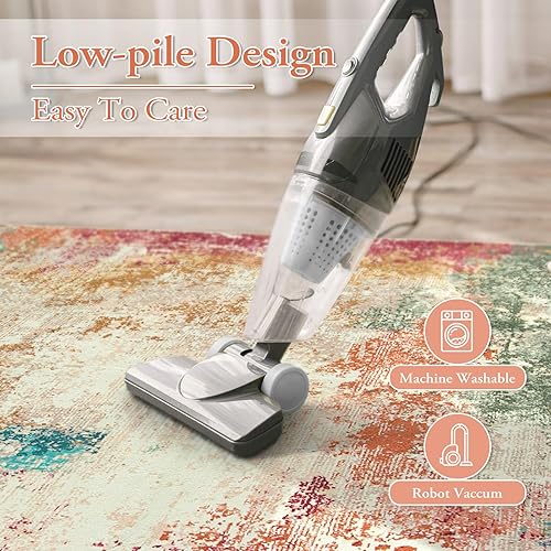 Miniatura 5 de Lahome Alfombras abstractas modernas de 5 x 7 pies, ultrafina, lavable, para sala de estar, dormitorio, antideslizante, de pelo bajo, multicolor,