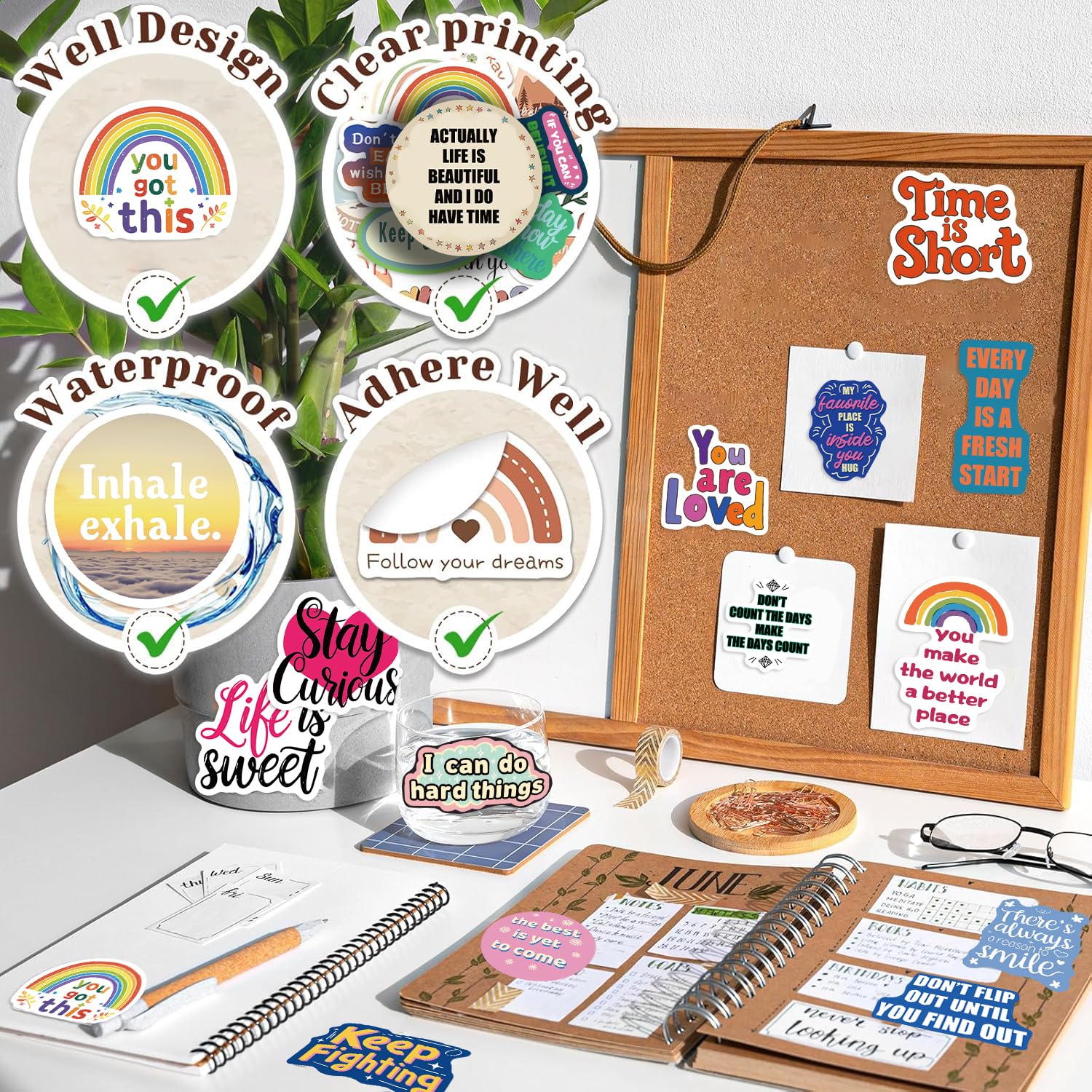 Motivationsaufkleber, inspirierende Wörter, Aufkleber für Teenager, Erwachsene, Studenten, Lehrer, Mitarbeiter, Vinyl, ermutigende positive Bestätigungsaufkleber für Wasserflaschen, Laptop, Aufkleber