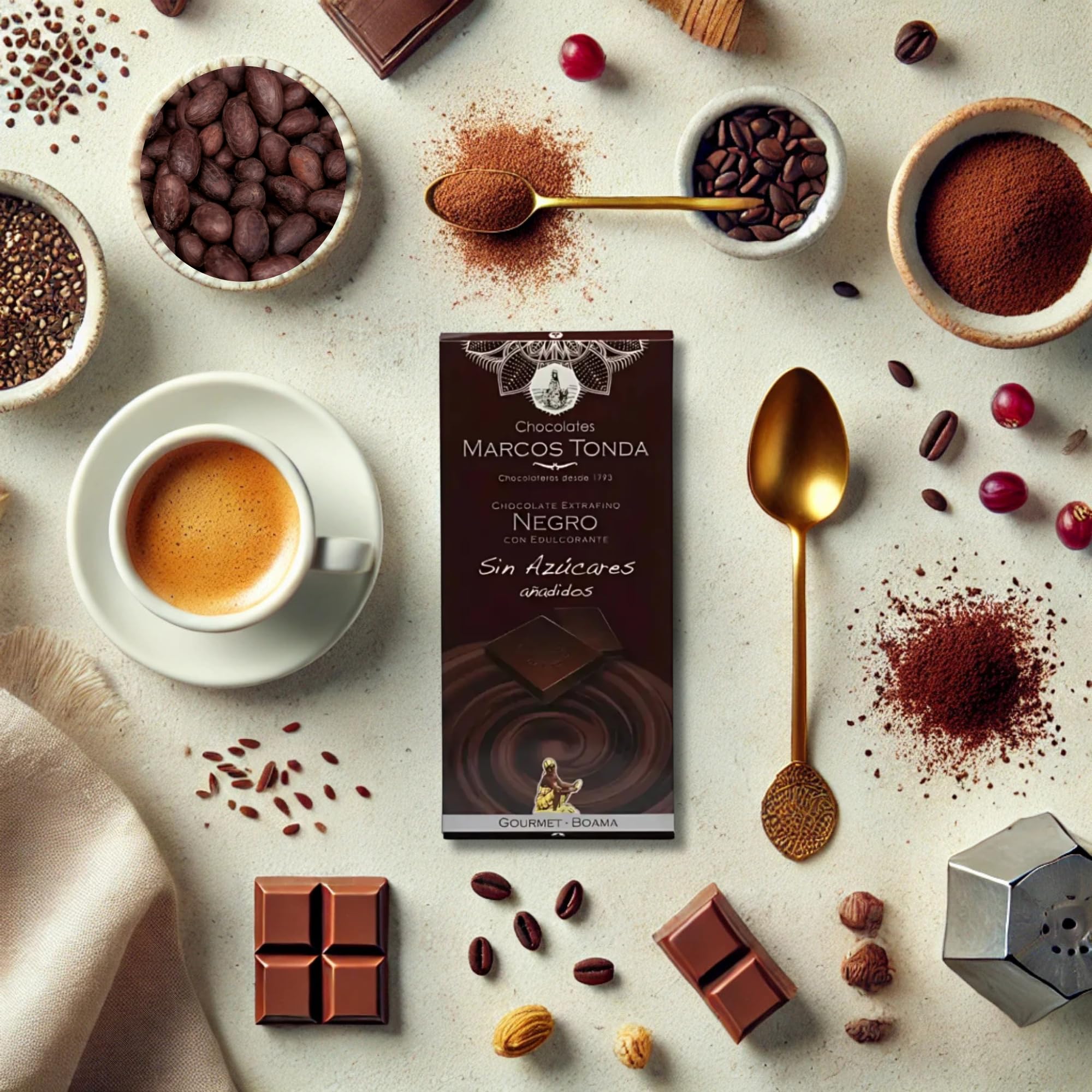 Chocolates Marcos Tonda – Chocolate Negro Sin Azucar Gourmet X5 | Chocolate Sin Azucar Añadido 125g X5 | Chocolates Originales Para Regalar | Desde 1793 — view 6