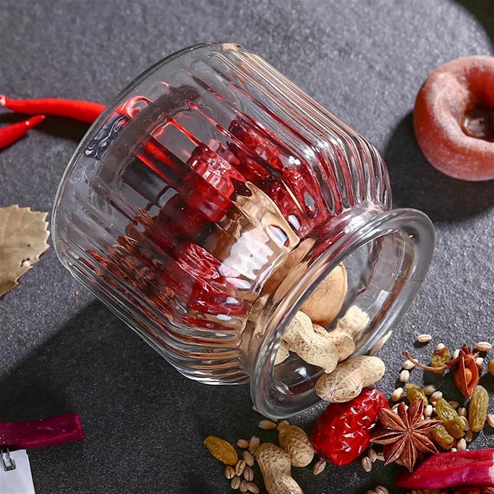 Marmeladengläser Luftdichtes Glasgefäß, Lebensmittelflasche aus Glas, Honig-/Marmeladenflasche, Gurkenglas, Wein-/Kimchi-Glas mit Deckel, kleines Vorratsglas, Haushalts-/Küchenbedarf Einmachgläser(C-L