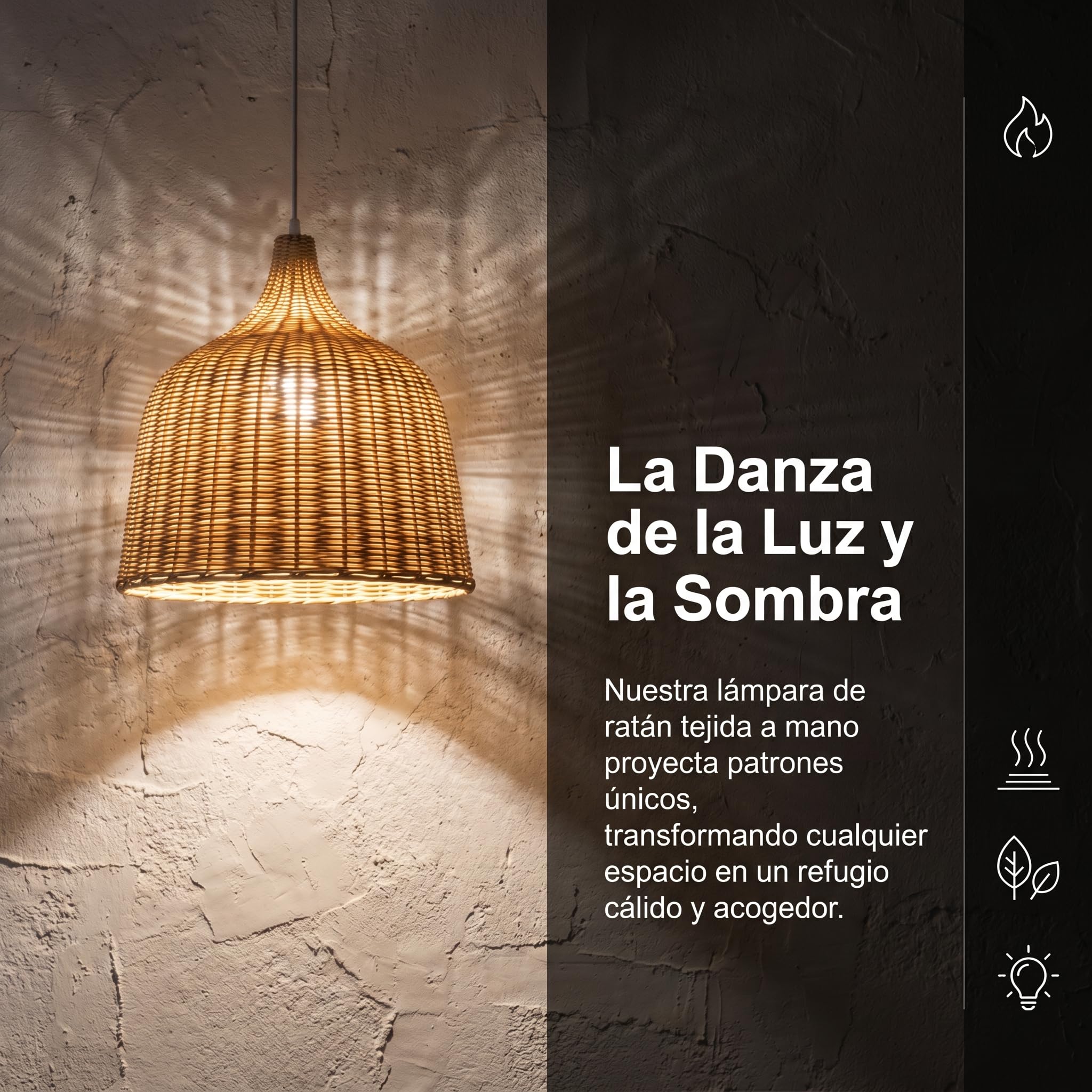 BARCELONA LED Lampada A Sospensione Saski In Rattan Naturale Ø36cm E27