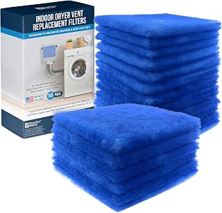 Essential Values 18 Pack Compatible Replacement Filters (90 Dryer Loads Total) Compatible with Bettervent Indoor Dryer Vent