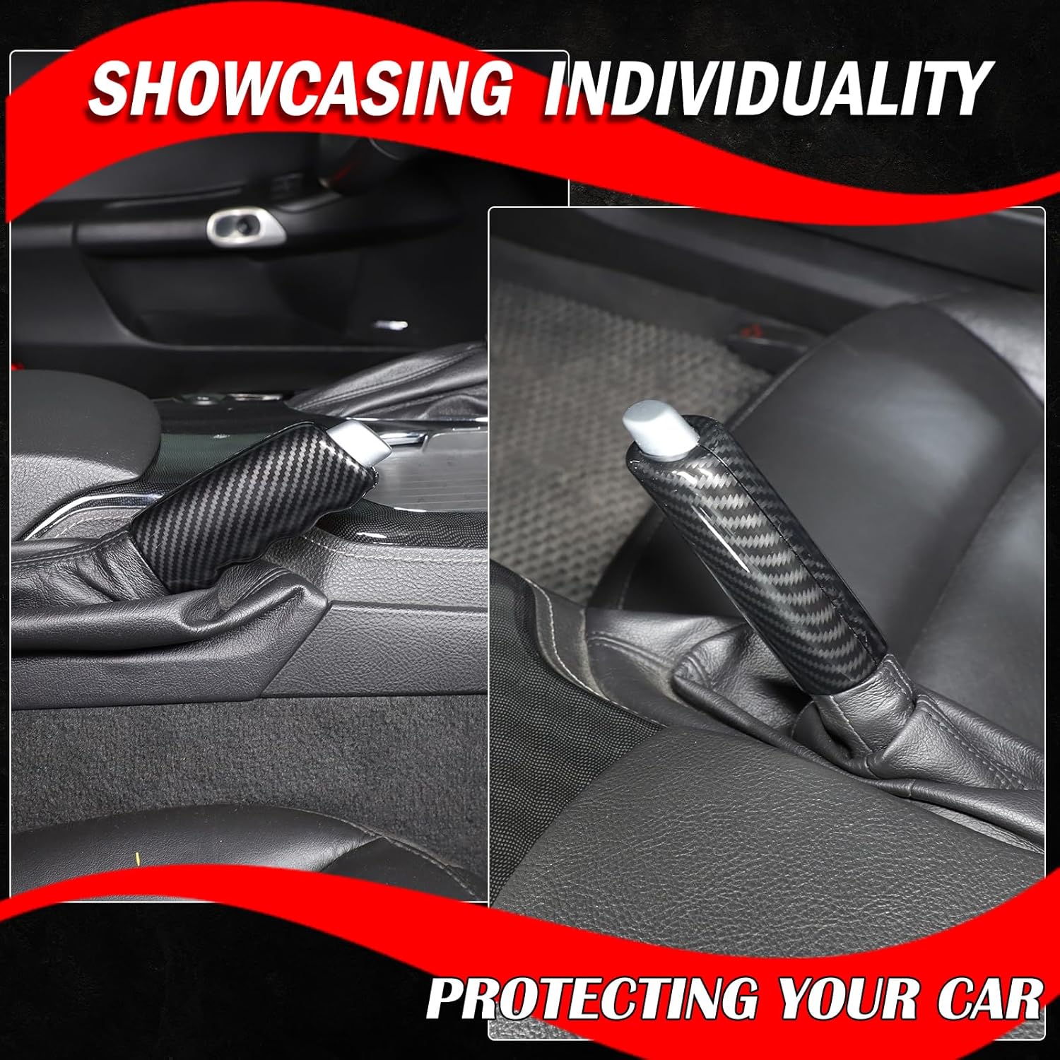 for Corvette C6 Car Handbrake Cover ABS Parking Brake Lever Decorative Protector Brake Handle Cover Compatible with Corvette C6 2005-2013 Interior Accessories (Carbon Fiber Style)