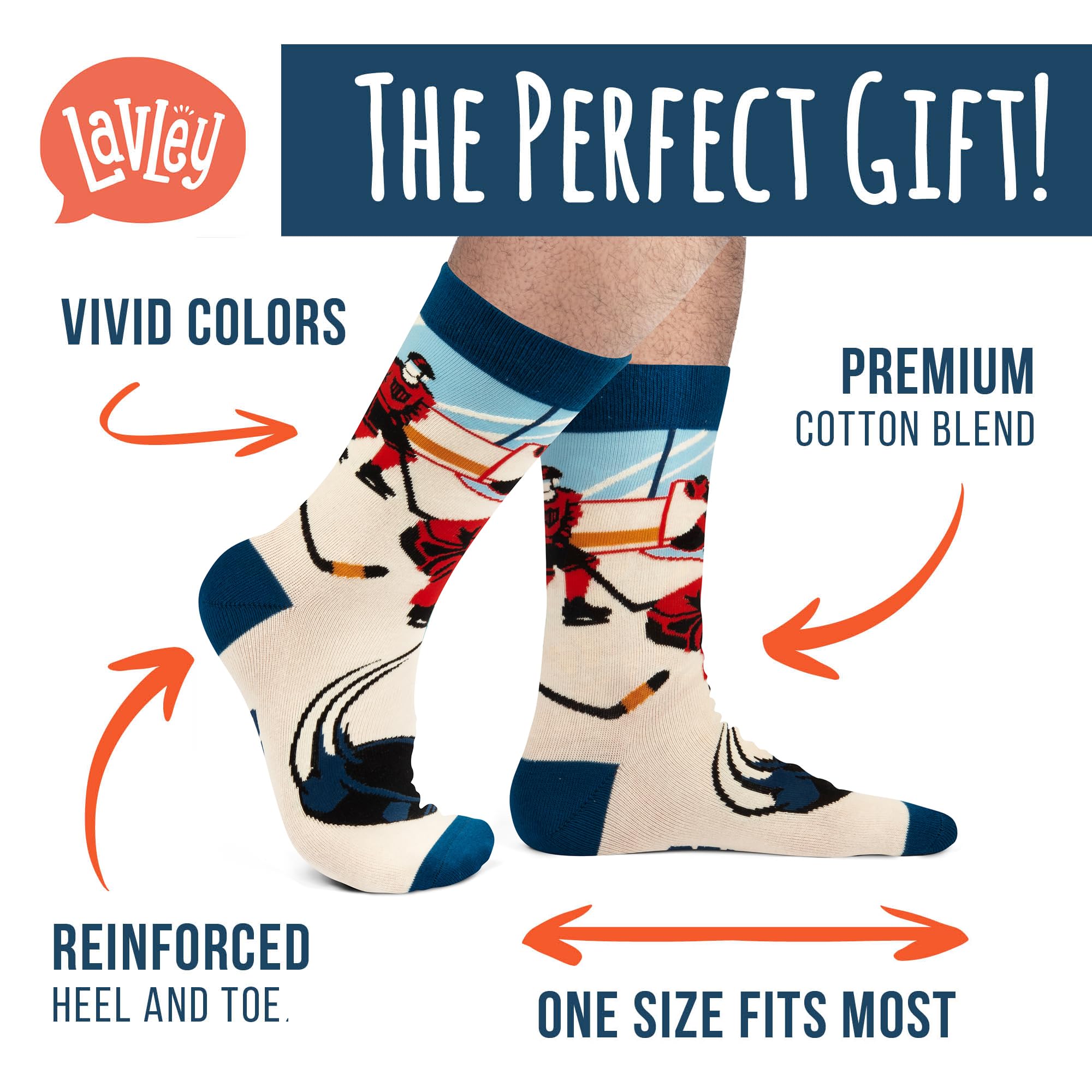 Lavley Funny Socks for Sports Fans and Players - Cool Novelty Gifts for Men, Women, & Teens