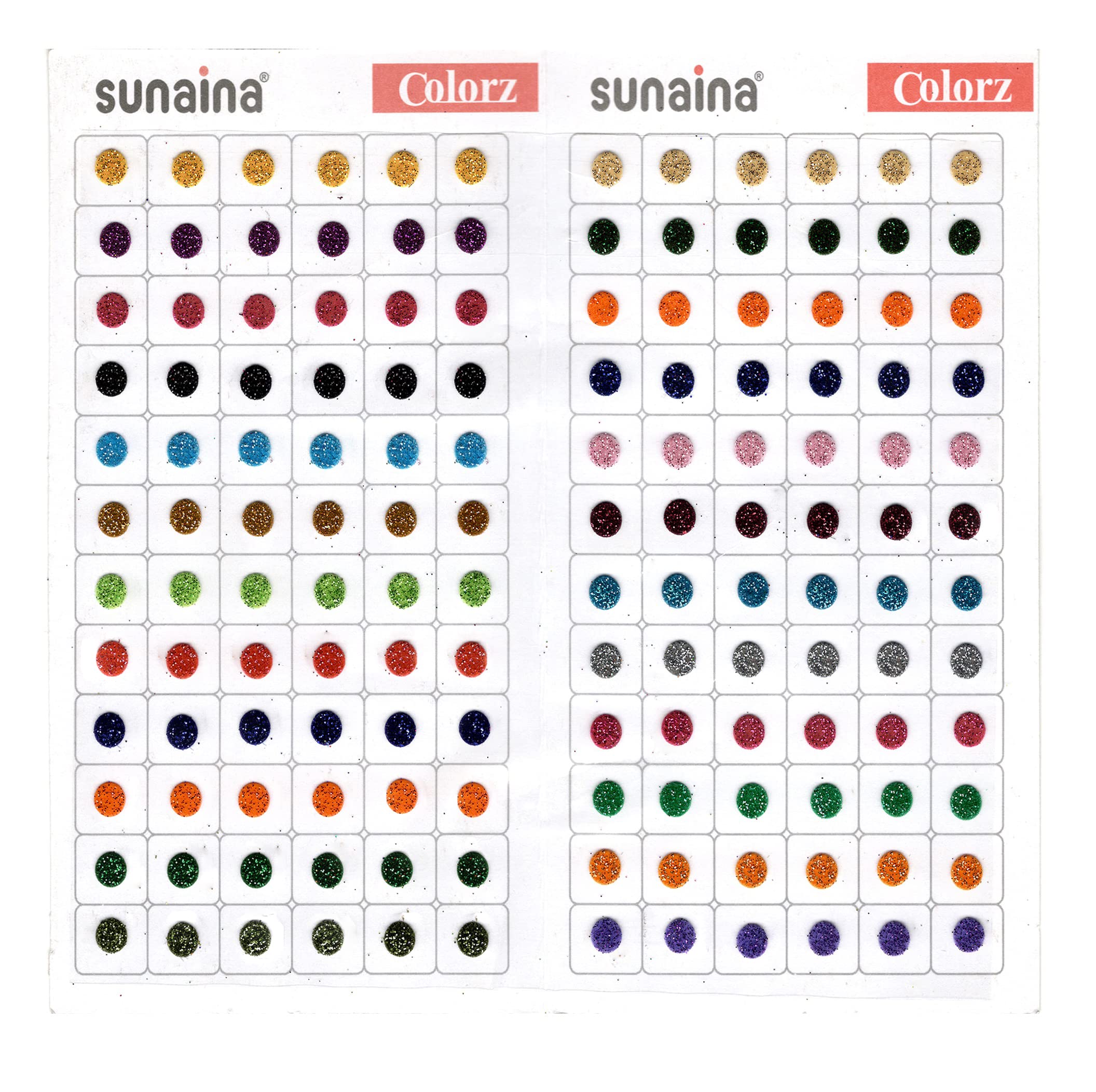 Sunaina Colorz Multicolor Bindis Glitter Round Velvet Tikka Bindiya Shining Sparkle Colorful Chamki Sticker Kumkum Bindi For Women & Girl Girls (Size-1 (6MM))-picture-20