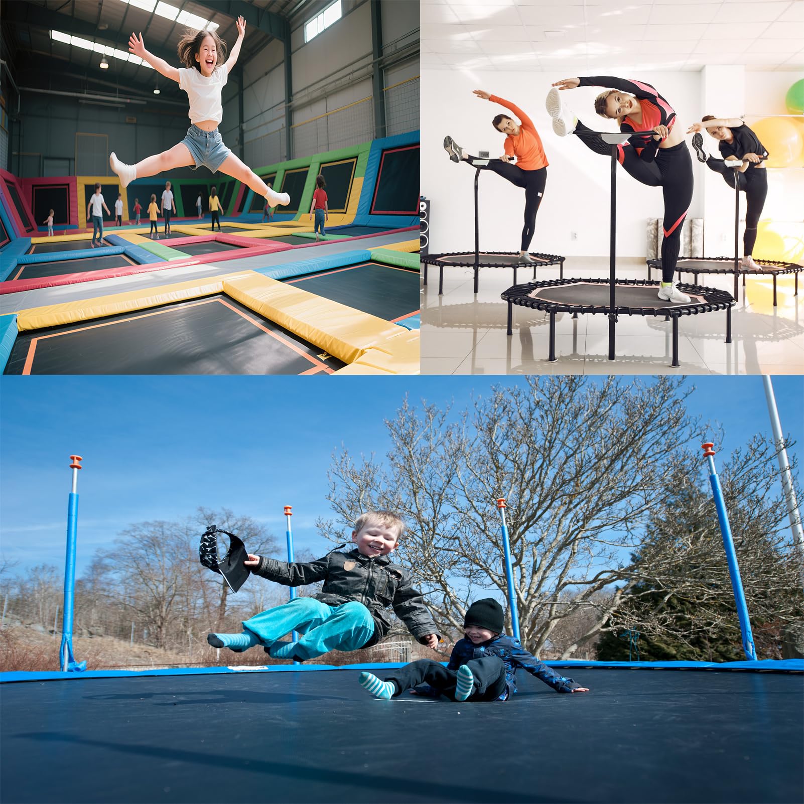 Zestaw naprawczy do trampoliny o dużej wytrzymałości: 6 samoprzylepnych łatek (2 kwadratowe + 2 prostokątne + 2 okrągłe) naprawa maty do trampoliny rozdarcia lub otworu w szybkiej naprawie maty